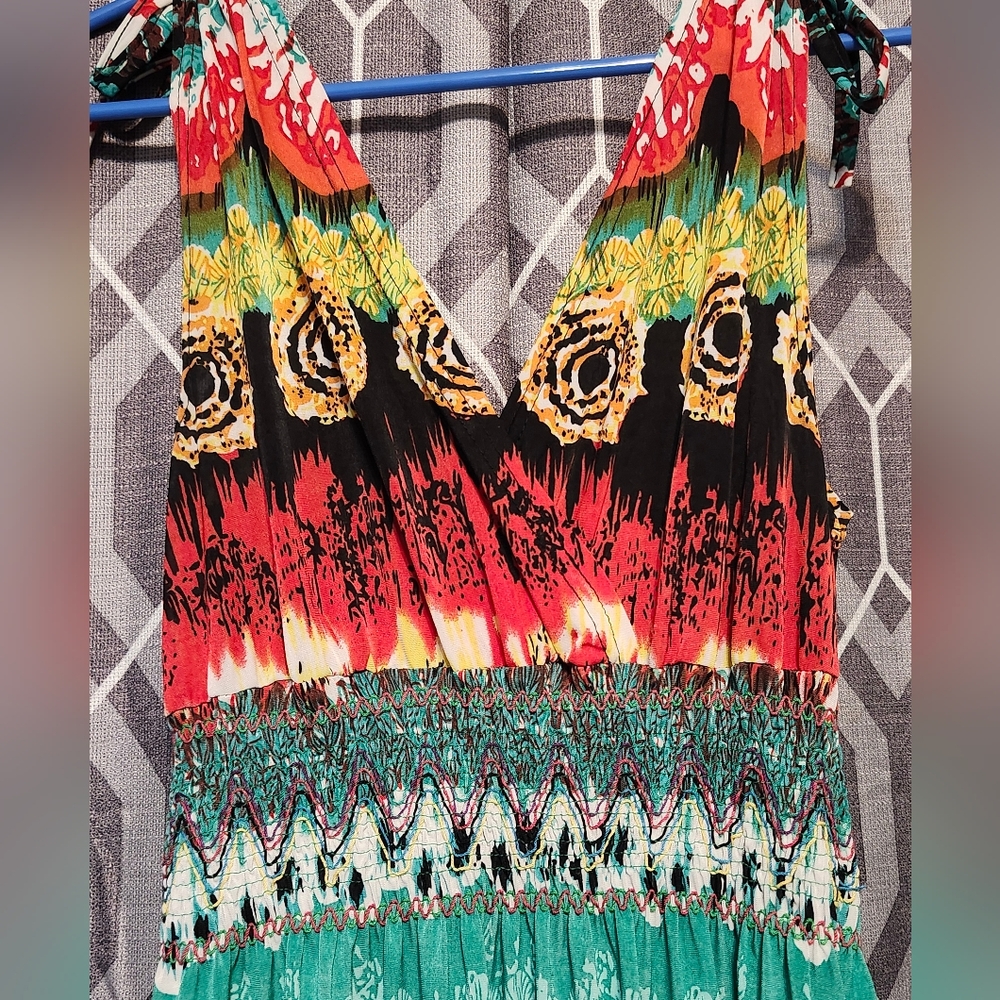 Vibrant Multicolor Halter Dress